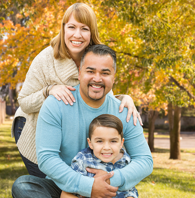 hispanic family in fall